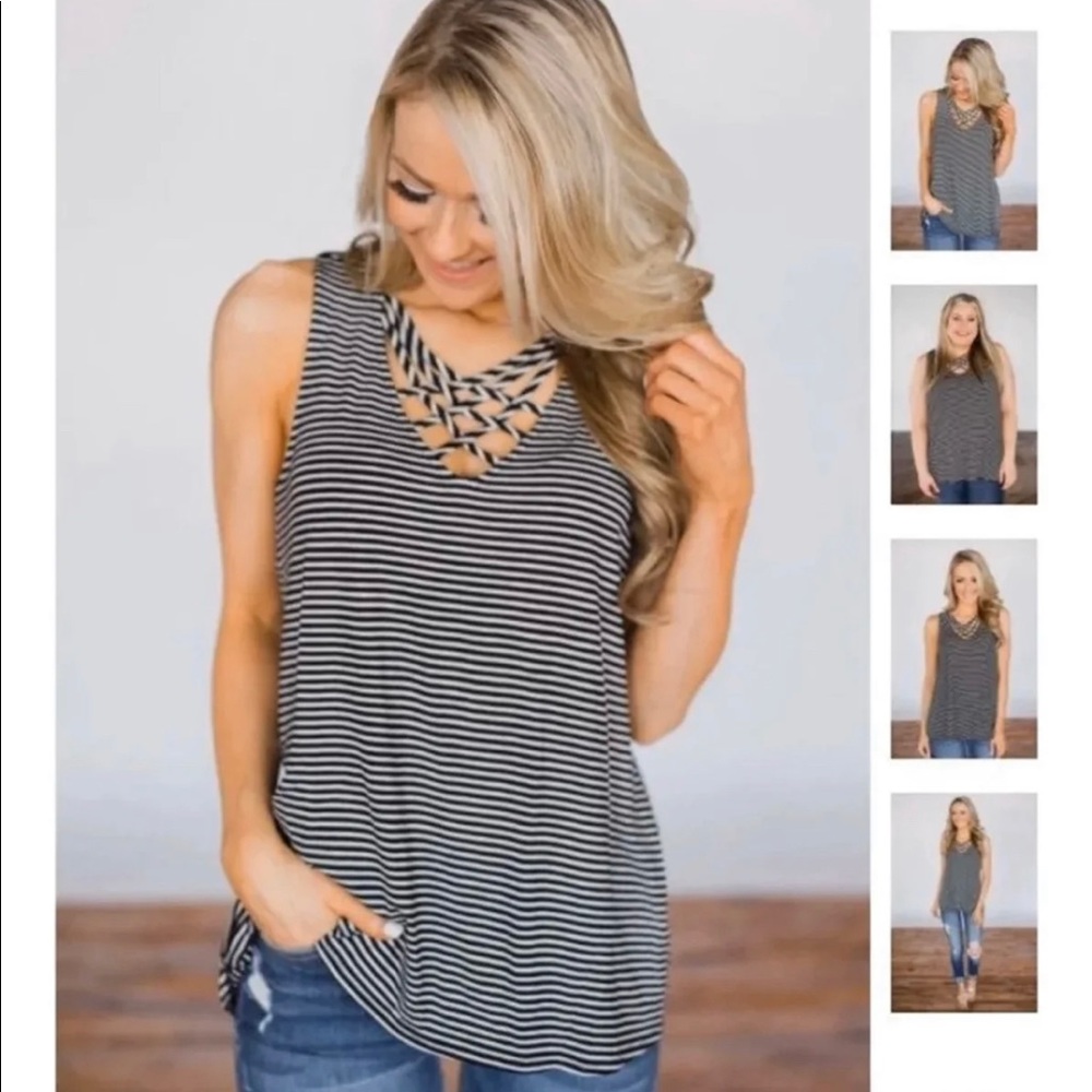 Boutique criss-cross tank top